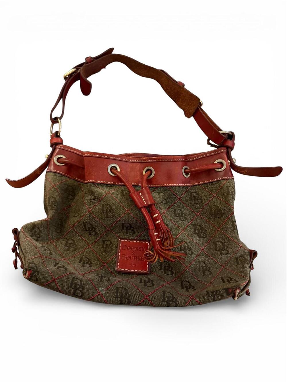 Dooney & Bourke Brown Canvas and Leather Shoulder Bag